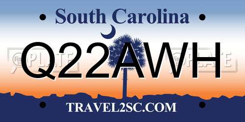 Q22AWH South Carolina License Plate