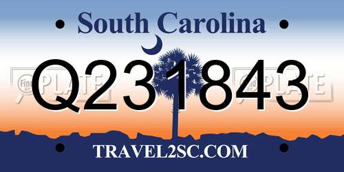 Q231843 South Carolina License Plate