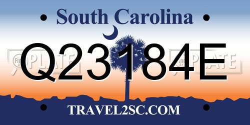 Q23184E South Carolina License Plate
