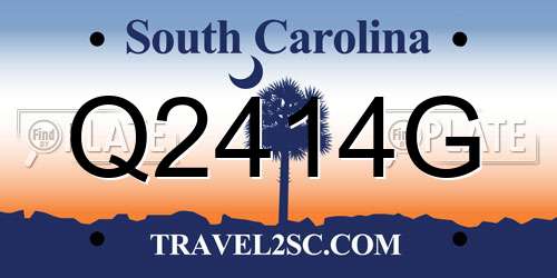 Q2414G South Carolina License Plate