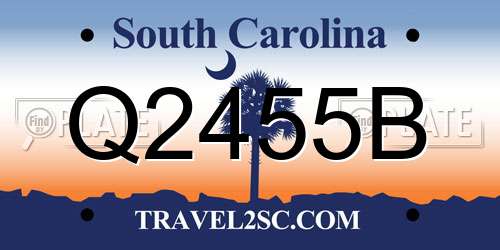 Q2455B South Carolina License Plate
