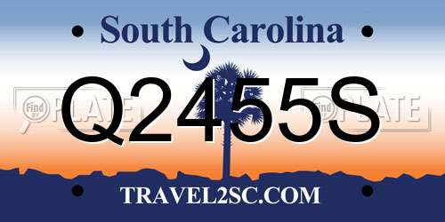 Q2455S South Carolina License Plate