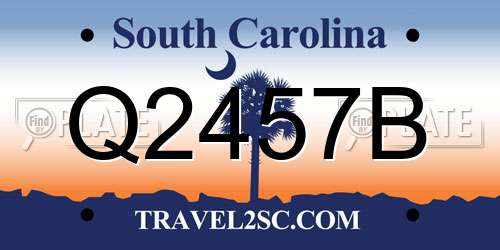 Q2457B South Carolina License Plate
