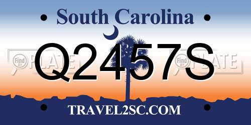Q2457S South Carolina License Plate