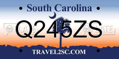 Q245ZS South Carolina License Plate
