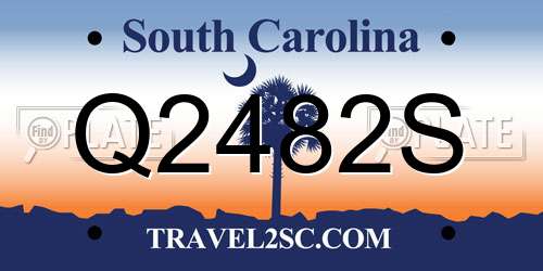Q2482S South Carolina License Plate