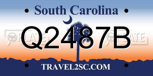 Q2487B South Carolina License Plate