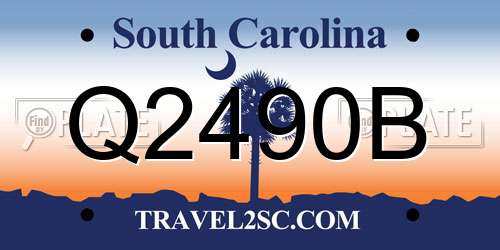 Q2490B South Carolina License Plate