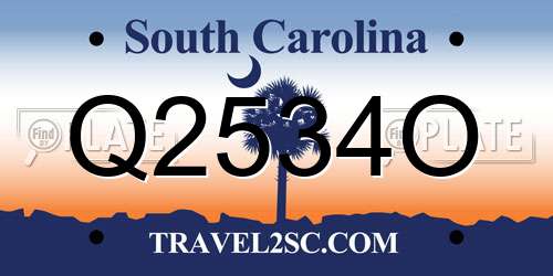 Q2534O South Carolina License Plate