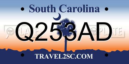 Q253AD South Carolina License Plate