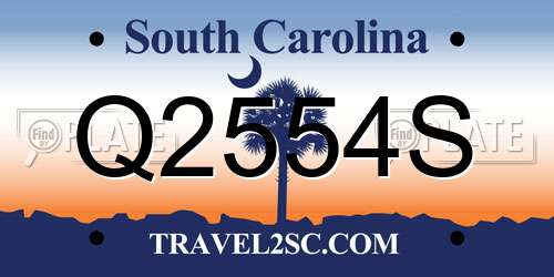 Q2554S South Carolina License Plate