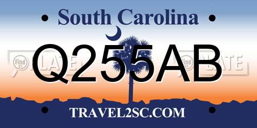Q255AB South Carolina License Plate