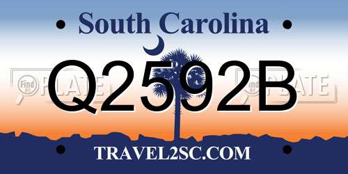 Q2592B South Carolina License Plate
