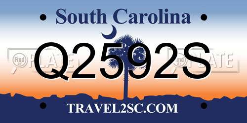 Q2592S South Carolina License Plate