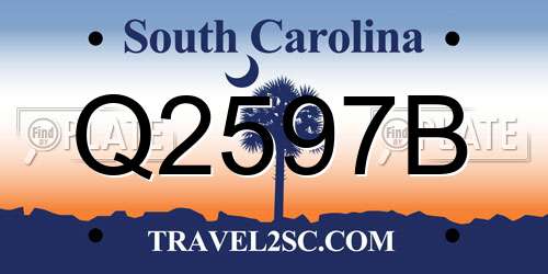 Q2597B South Carolina License Plate