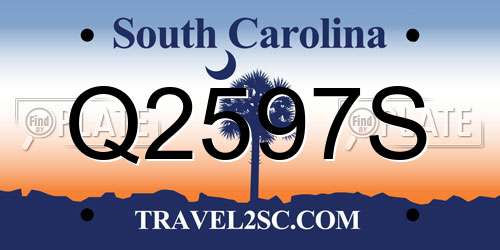 Q2597S South Carolina License Plate