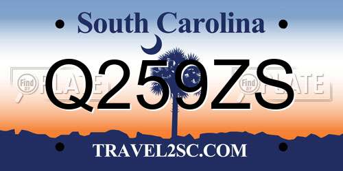 Q259ZS South Carolina License Plate