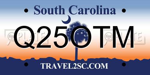 Q25OTM South Carolina License Plate