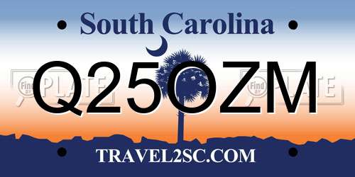 Q25OZM South Carolina License Plate
