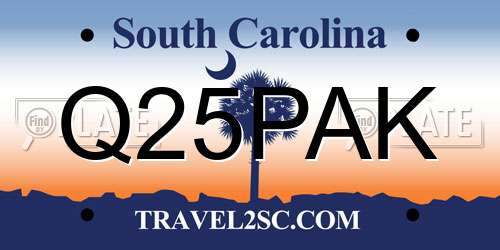 Q25PAK South Carolina License Plate