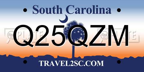Q25QZM South Carolina License Plate