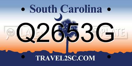 Q2653G South Carolina License Plate