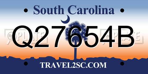 Q27654B South Carolina License Plate