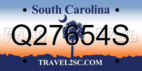Q27654S South Carolina License Plate