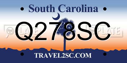 Q278SC South Carolina License Plate