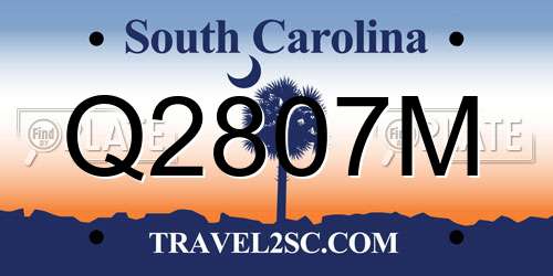 Q2807M South Carolina License Plate