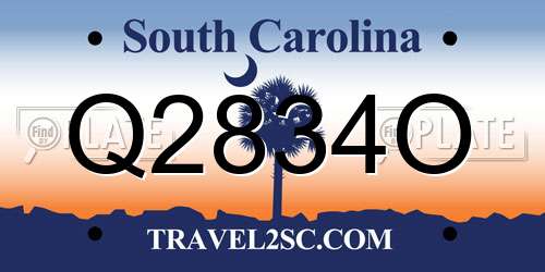 Q2834O South Carolina License Plate