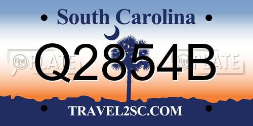 Q2854B South Carolina License Plate