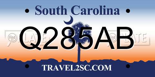 Q285AB South Carolina License Plate