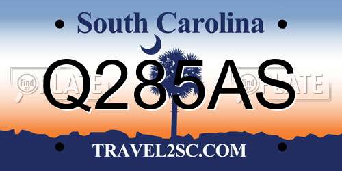 Q285AS South Carolina License Plate