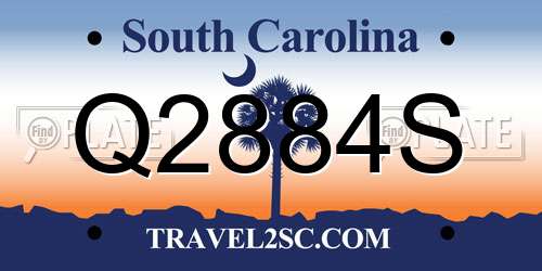 Q2884S South Carolina License Plate