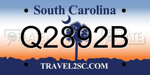 Q2892B South Carolina License Plate