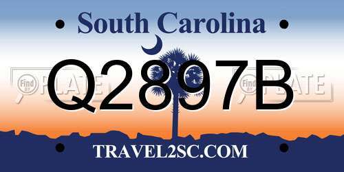 Q2897B South Carolina License Plate