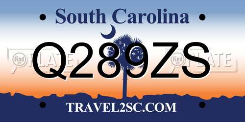 Q289ZS South Carolina License Plate
