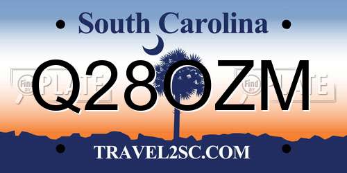Q28OZM South Carolina License Plate
