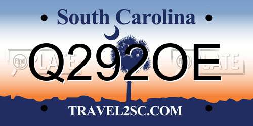 Q292OE South Carolina License Plate