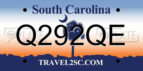 Q292QE South Carolina License Plate