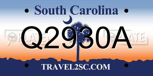 Q2930A South Carolina License Plate
