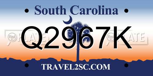 Q2967K South Carolina License Plate