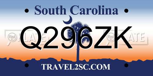 Q296ZK South Carolina License Plate