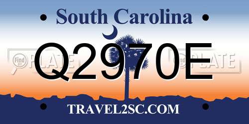 Q2970E South Carolina License Plate