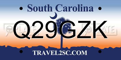 Q29GZK South Carolina License Plate