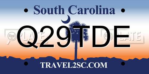 Q29TDE South Carolina License Plate