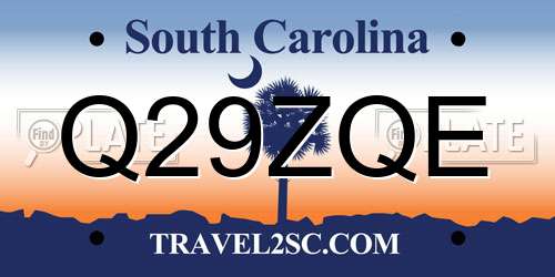 Q29ZQE South Carolina License Plate
