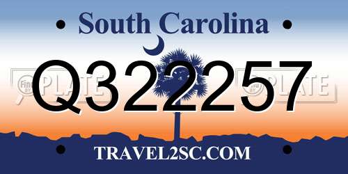 Q322257 South Carolina License Plate