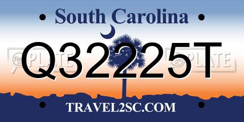 Q32225T South Carolina License Plate